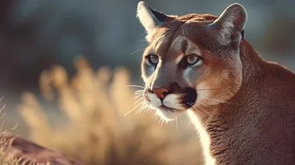 Vitrage gordijnen strike Puma. Cougar, mountain lion, puma, panther Generative AI © Adi