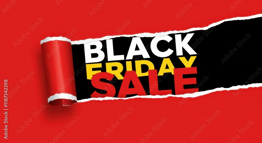 Fototapete the text black friday sale in a bold font on a solid vibrant red color background which creates a st