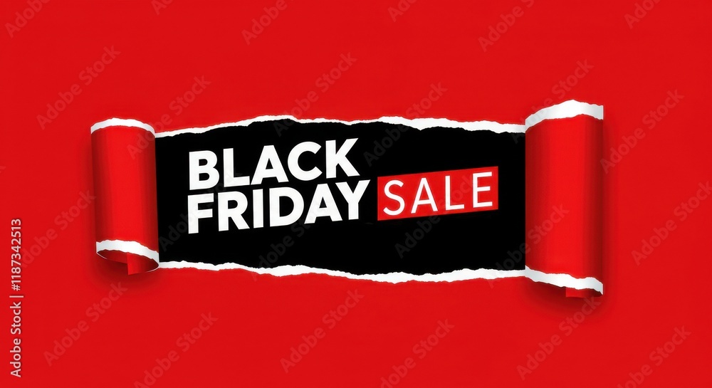Fototapete the text black friday sale in a bold font on a solid vibrant red color background which creates a st