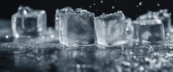 Ice Cubes In Splashing Cold And Refreshment