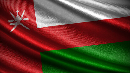 Oman flag with realistic silky wave texture