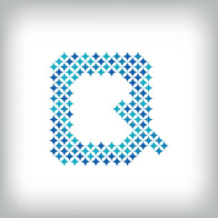 Modern star letter Q logo. All numbers are in line strip form. Alphabet character and letters abstract design. Logo, corporate identity, application, creative poster and more.	