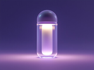 Glowing Capsule in Purple Ambiance