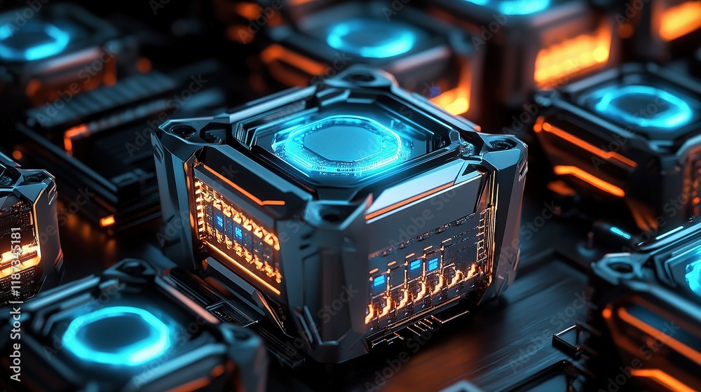Poster central computer processors concept with futuristic design elements