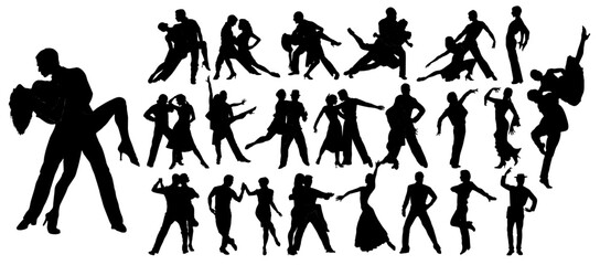 Silhouette of Passion: Dynamic silhouettes of couples and individuals expressing the energy and romance of dance. a visual narrative of grace, rhythm, and the captivating art of motion. 