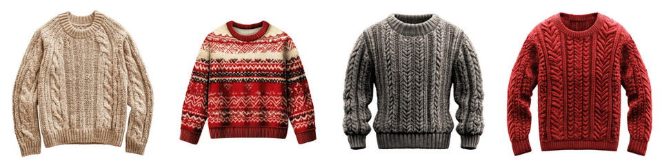 Cozy sweater – A warm garment worn for comfort and style, perfect for chilly days. Isolated on Clear White Background Highly Detailed