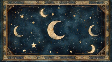 Celestial design featuring moons and stars.