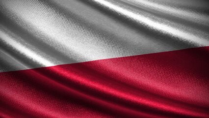 Poland flag with realistic silky wave texture