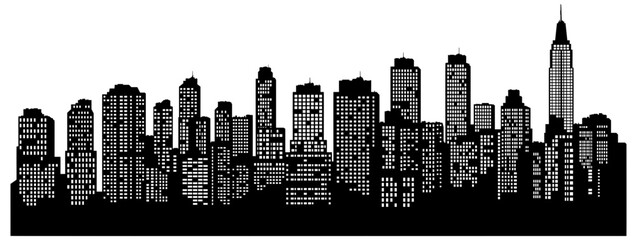 black and white city silhouette without background © KRvisualPRO