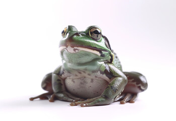Obraz premium Frog resting on a white surface with a calm demeanor and detailed skin textures