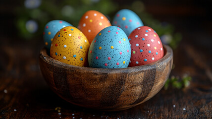 Obraz premium Easter eggs. Rustic style. Easter. Floral Easter decor.