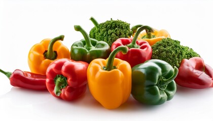 different peppers isolated on white background
