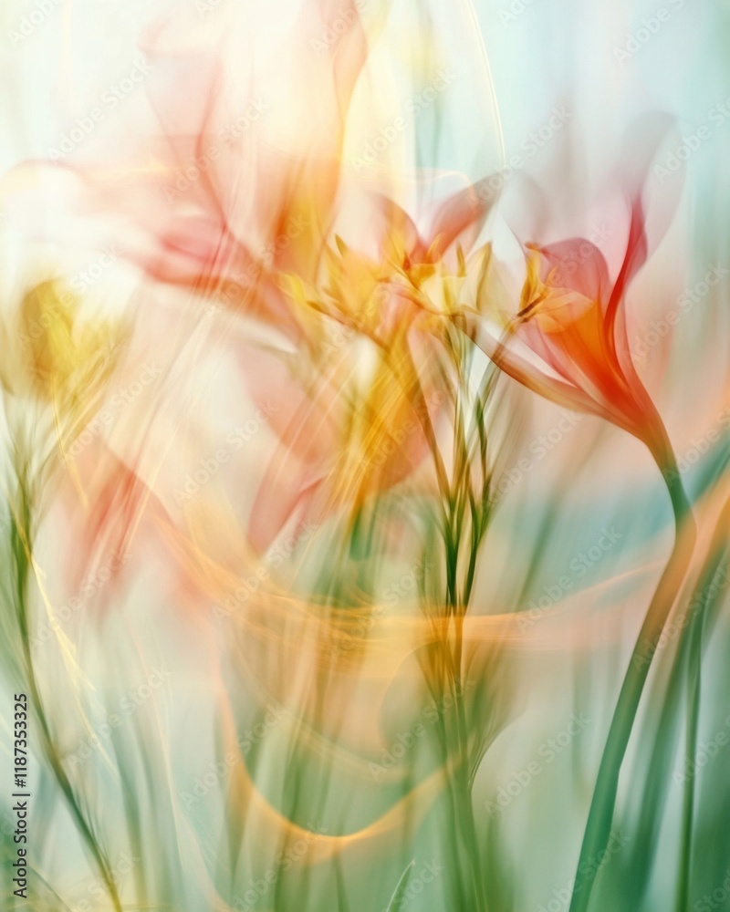 Aufkleber abstract spring floral blur with organic soft textures and calming colors