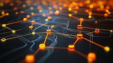 Conceptual rendering of procurement process showcasing abstract node symbolic arrow representing sourcing strategy