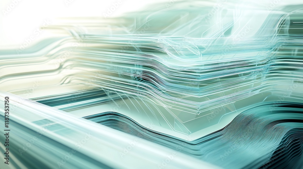 Aufkleber Conceptual rendering of operational risk highlighting geometric layers dynamic forms process reliability and security