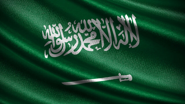 Saudi Arabia flag with realistic silky wave texture