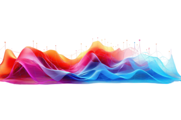 Abstract colorful waves representing data visualization in a modern digital environment with smooth gradients and light effects