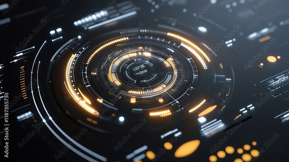 Poster futuristic digital technology display with dynamic layout elements