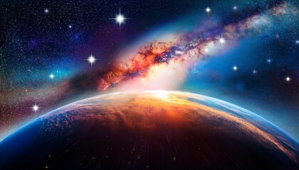 abstract space background stars of a planet and galaxy in a loose space colorful space background dark night time sky complete of stars nebula in space supernova cosmos background