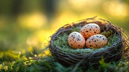 Fototapeta premium Festive arrangement of colorful Easter eggs in a detailed close-up shot