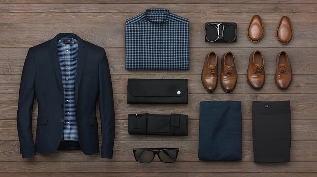 Business travel essentials stylish men's attire and accessories modern setting flat lay composition quality focus