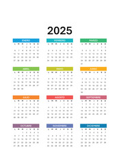 Calendario 2025 Español 2025 Spanish calendar,Calendar 2025 Annual Calendar 2025.