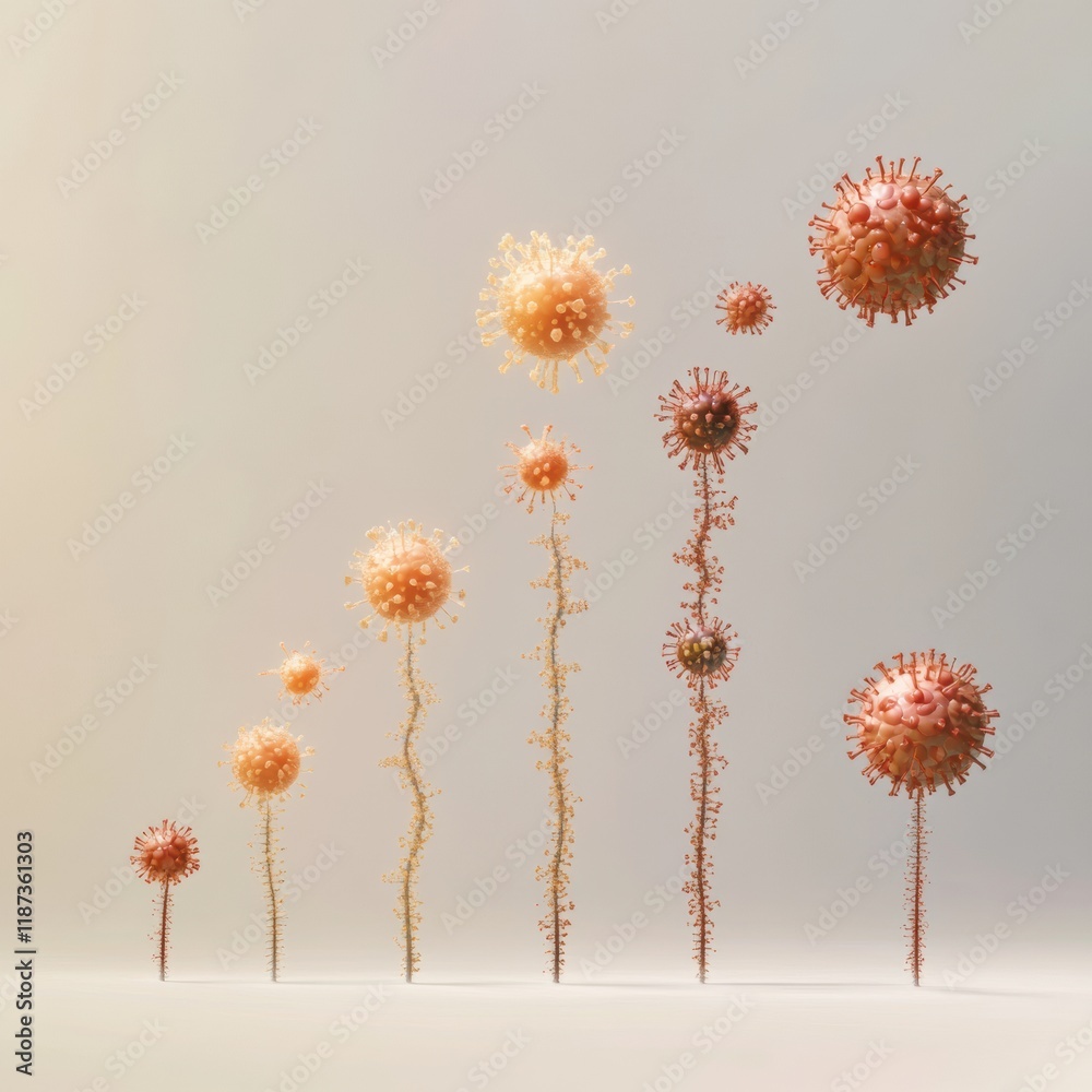 Poster progression of virus forms from simple structures to complex structures showing development stages a
