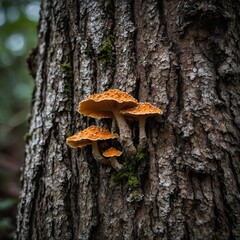 Fototapeta premium Fungus Growing on a Tree Bark