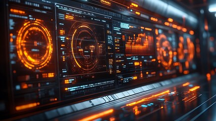 Obraz premium Cutting-edge financial dashboard with glowing data visualizations photos