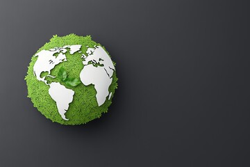 A globe representing planet earth set against a green backdrop, symbolizing world environment and Earth Day