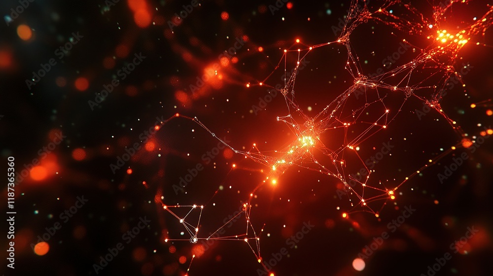 Poster abstract ai network with glowing nodes and connecting lines