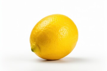 Bright yellow lemon resting on a clean white surface showcasing its natural sheen and texture