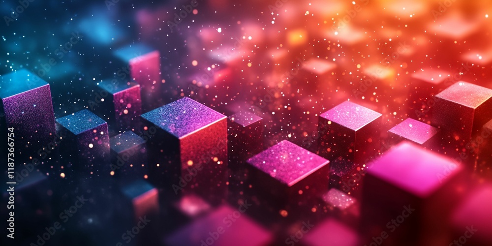 Wall mural colorful image of many small cubes. the cubes are in different colors and sizes