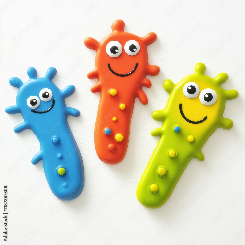 Poster bright cheerful microbes with charming eyes and smiles bring joy to any playful setting. generative 