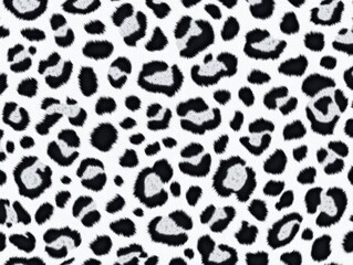 Black and white photo of a leopard with a white background. The photo has a bold and striking look to it, with the black and white contrast creating a sense of depth and texture