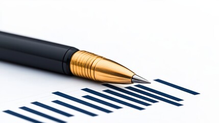 Fototapeta premium Close-Up of Elegant Pen on Financial Report with Chart Lines