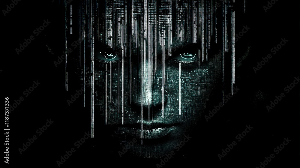 Poster abstract representation of artificial intelligence with data streams