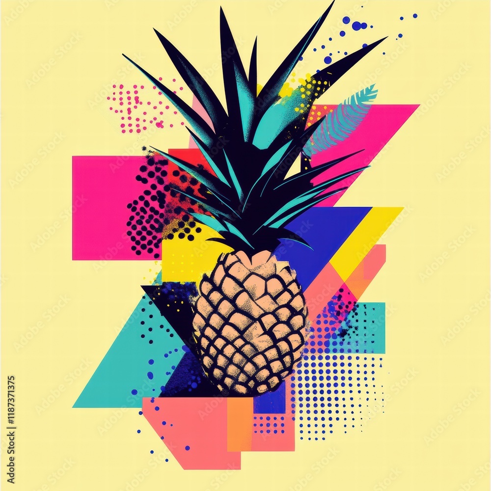 Leinwandbilder colorful abstract geometric pineapple design with vibrant patterns and shapes. generative ai