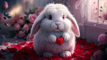  A white rabbit  Holds the heart