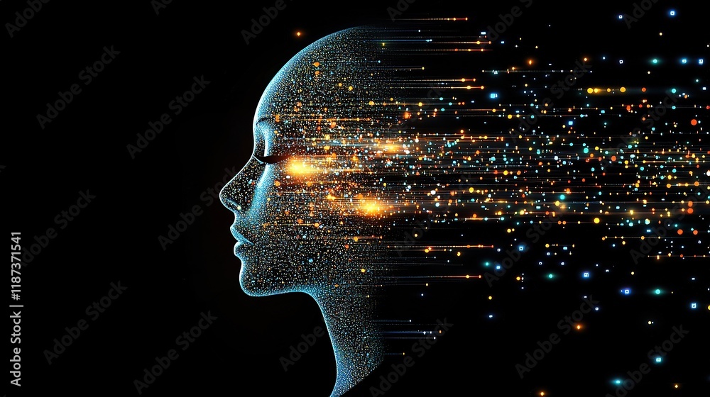 Poster artificial intelligence concept with data visualization and lines