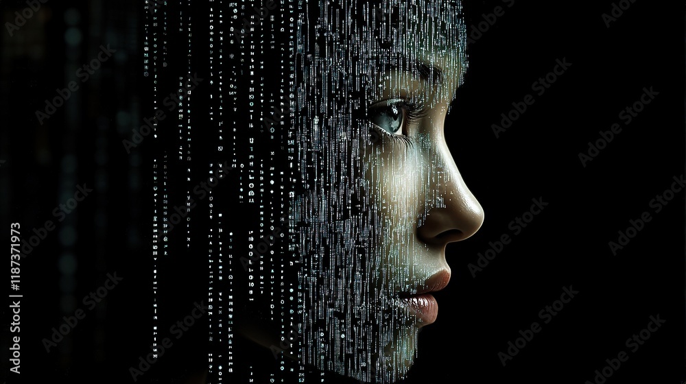 Poster abstract representation of artificial intelligence through data mcodes