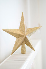 christmas star decoration. Golden Glitter Star Decoration on White Background.