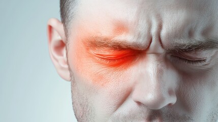 Obraz premium Portrait of a man experiencing intense pain in the eye area
