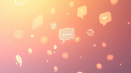 Abstract representation of chat icons and connection arrows creating a dynamic digital atmosphere. Generative AI
