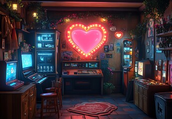 Room with a Heart-Shaped Sign for a Romantic Touch


