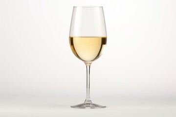 Elegant glass of white wine with a clear background showcasing its golden hue