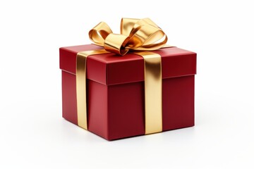 Obraz premium Gift box wrapped in red paper with golden ribbon for special occasions