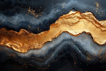 Obraz premium Abstract Marble Design in Gold, Black, and Silver for Brochure