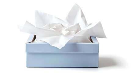 A pack of tissues in a tissue box isolated on white background