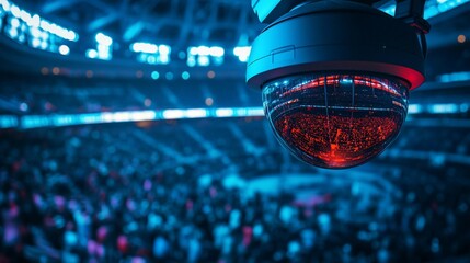 Security camera overlooking a large stadium crowd.